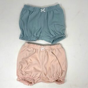 Baby 2pk Light Blue & Peach Elastic Pull-on Shorts Size 3-6m